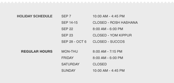 Holiday Schedule