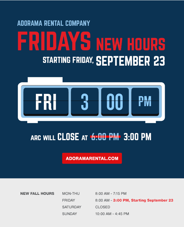 New Friday Hours Close at 3PM