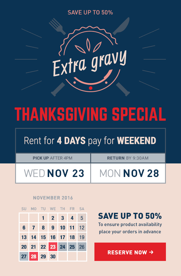 Thanksgiving Special 4 days for weekend